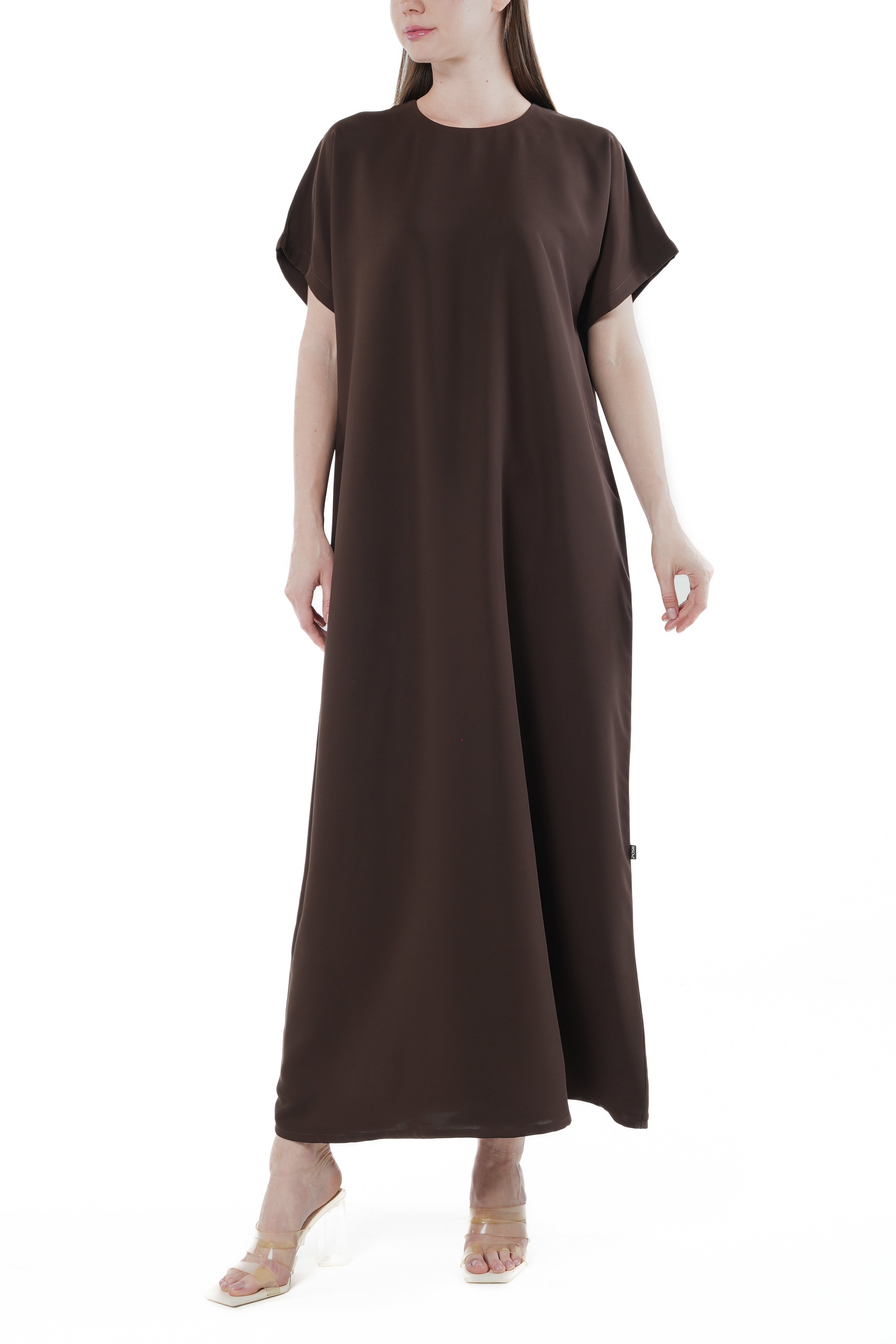 Rose Crepe Brown Abaya Underdress - Posh Abaya