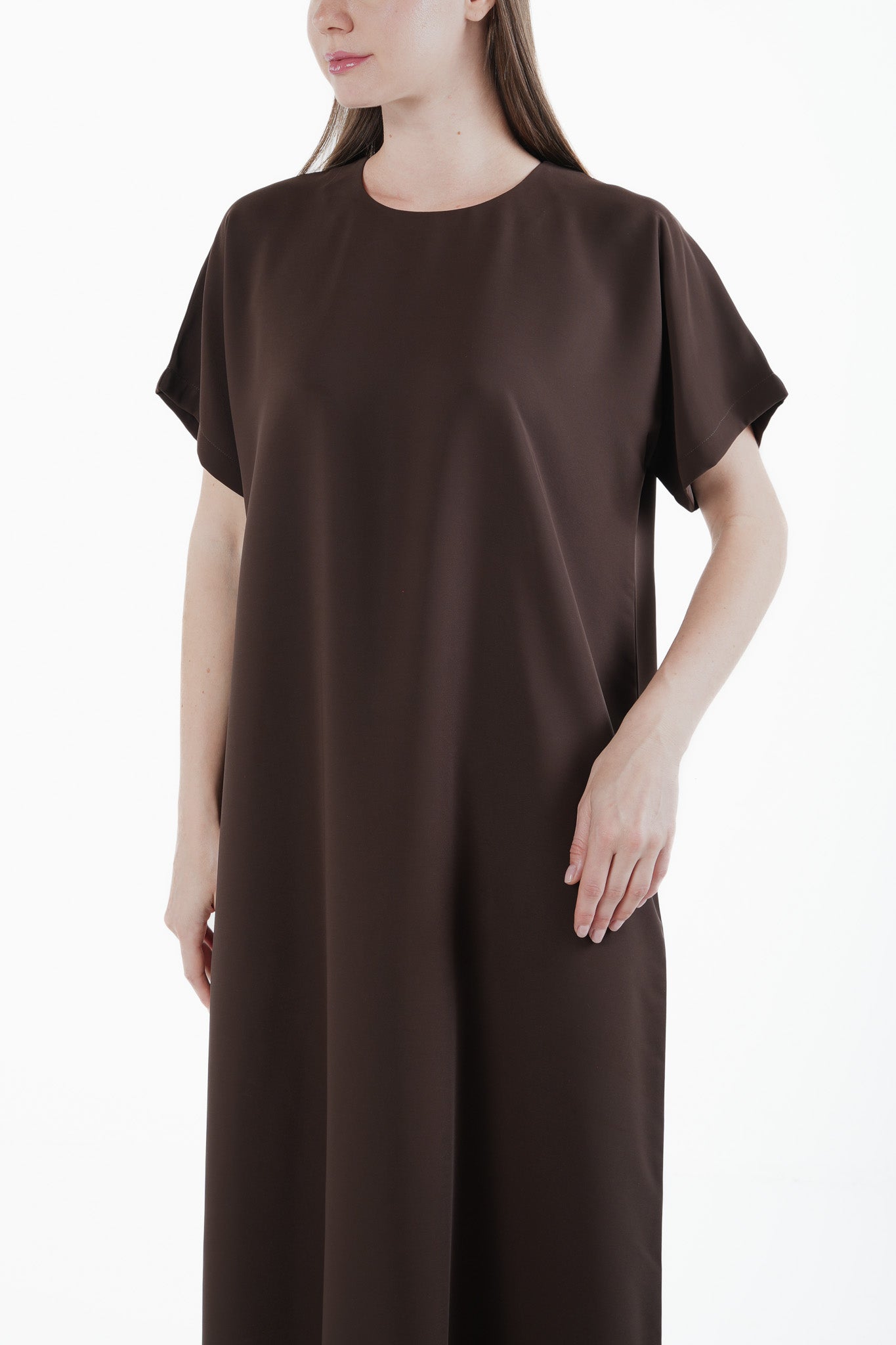 Rose Crepe Brown Abaya Underdress - Posh Abaya