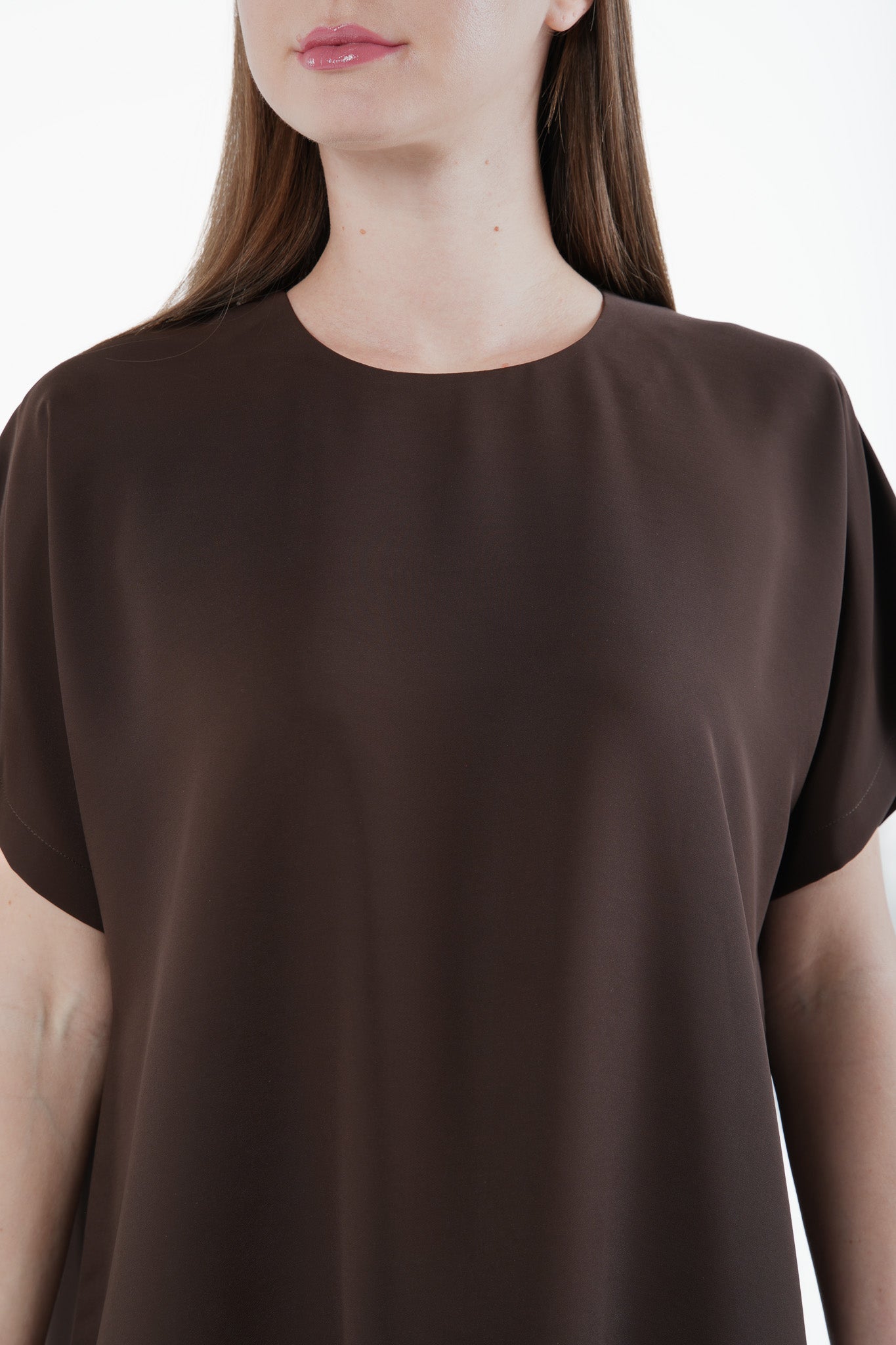 Rose Crepe Brown Abaya Underdress - Posh Abaya