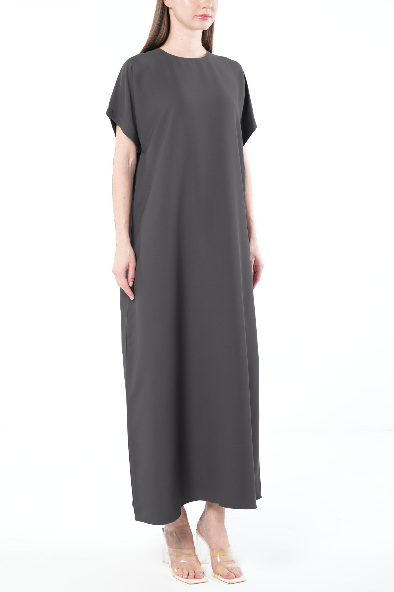 Rose Crepe Grey Abaya Underdress - Posh Abaya