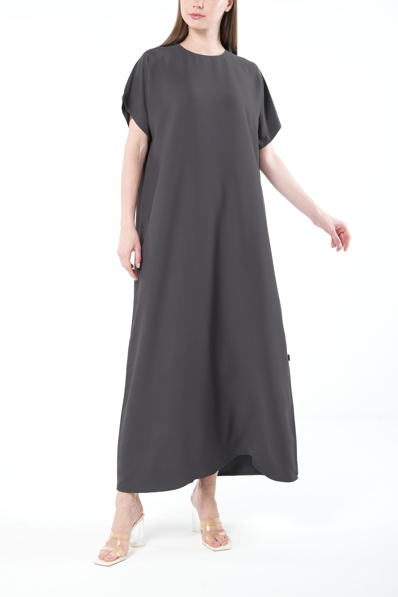 Rose Crepe Grey Abaya Underdress - Posh Abaya
