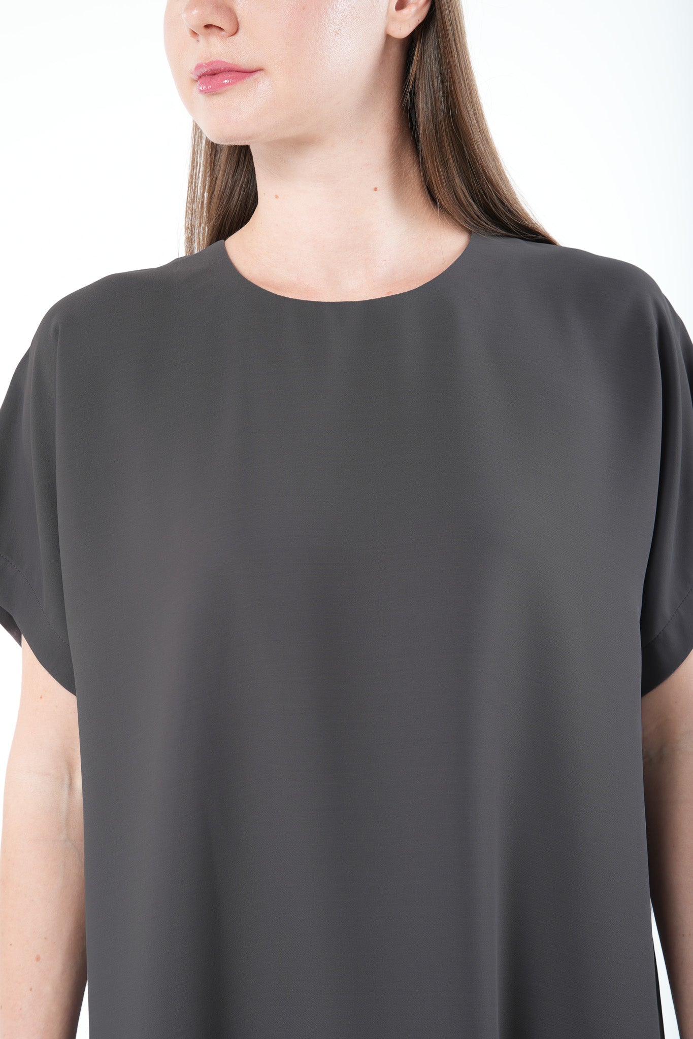 Rose Crepe Grey Abaya Underdress - Posh Abaya