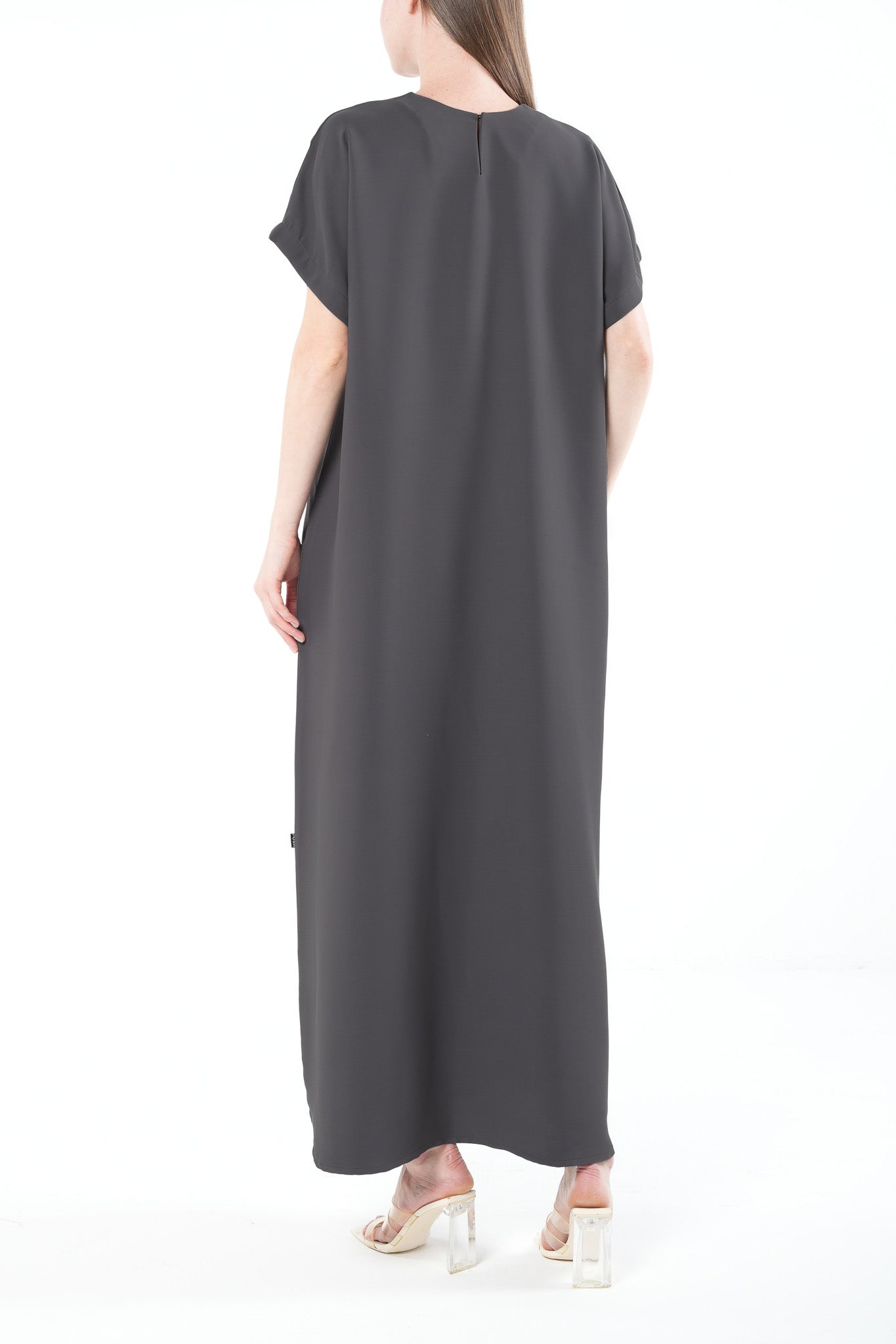 Rose Crepe Grey Abaya Underdress - Posh Abaya