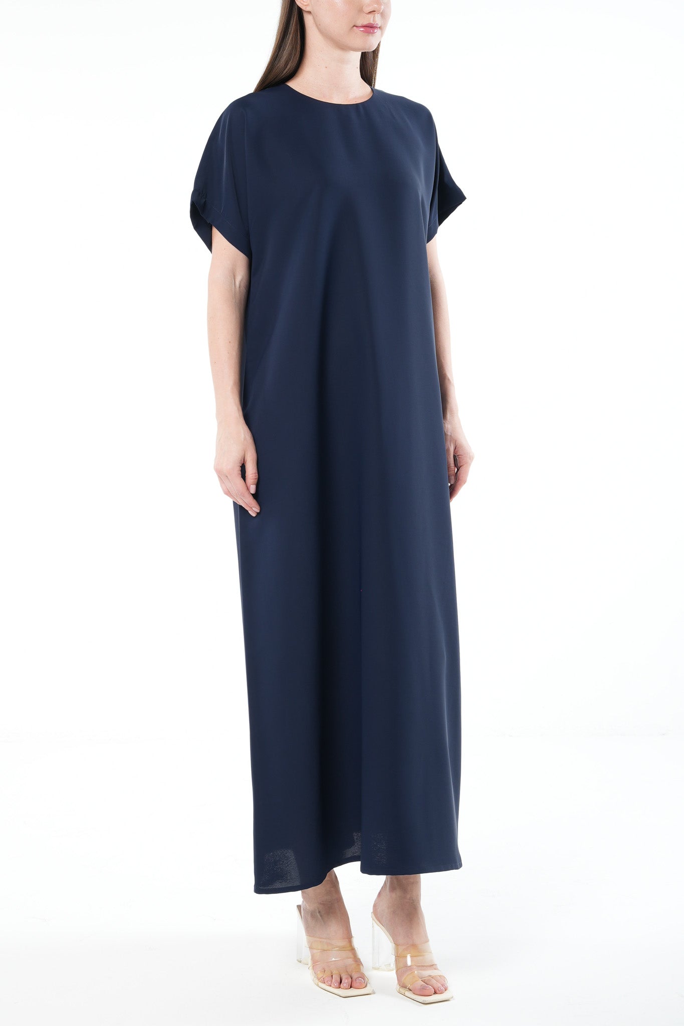 Rose Crepe Blue Abaya Underdress - Posh Abaya