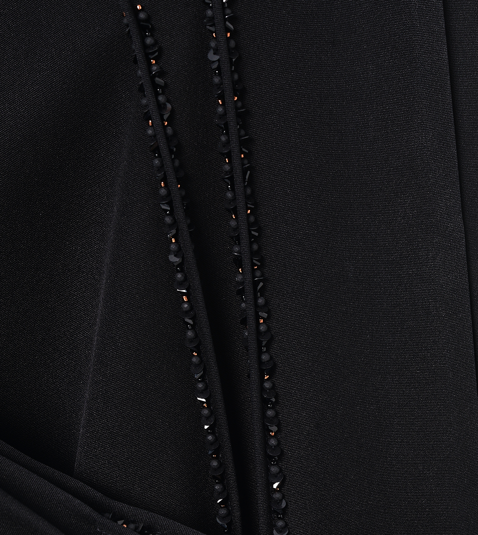 Black Emarati Crepe Abaya with Intricate Beadwork - Posh Abaya