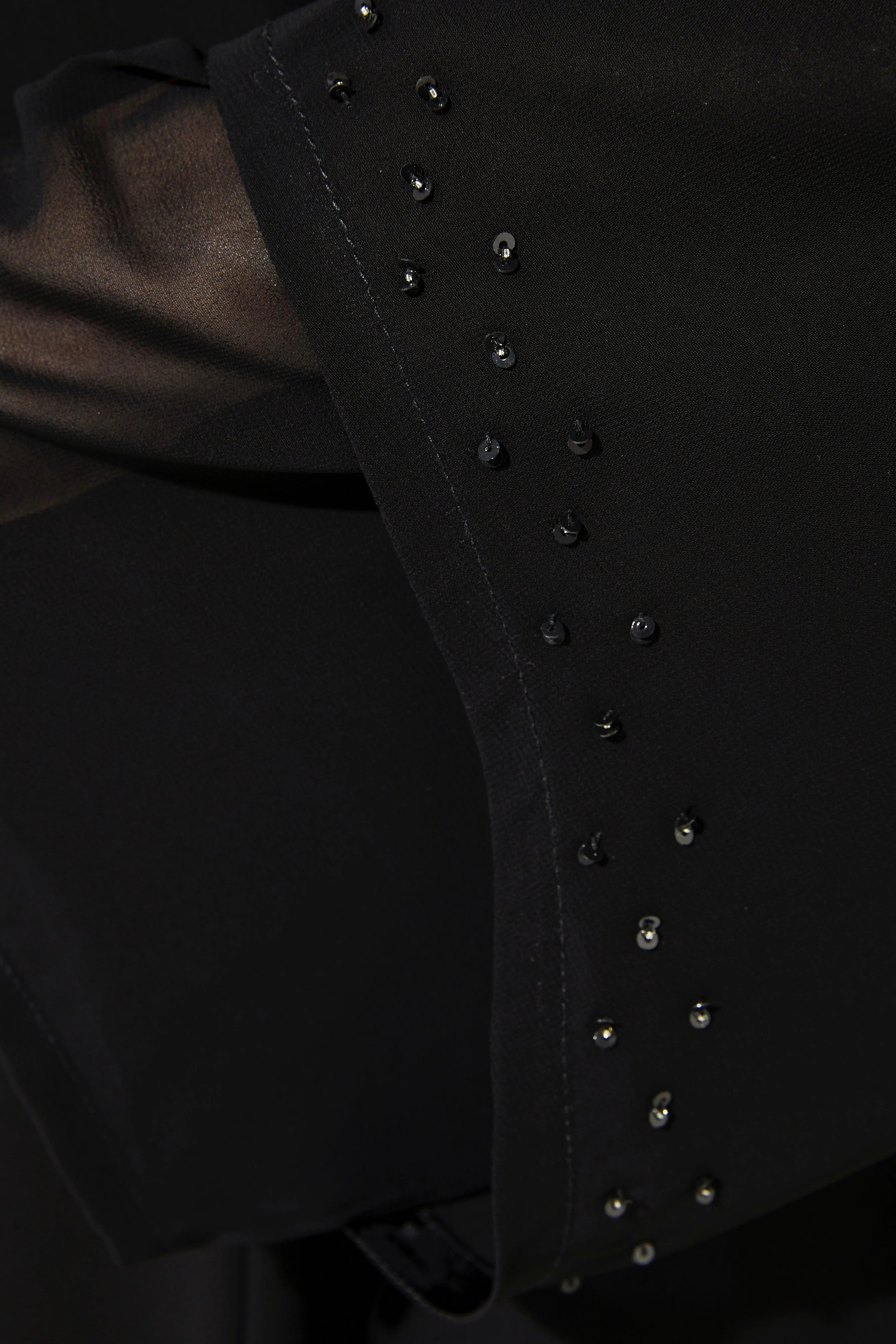 Layered Chiffon with Shiny Beads on Black Abaya - Posh Abaya