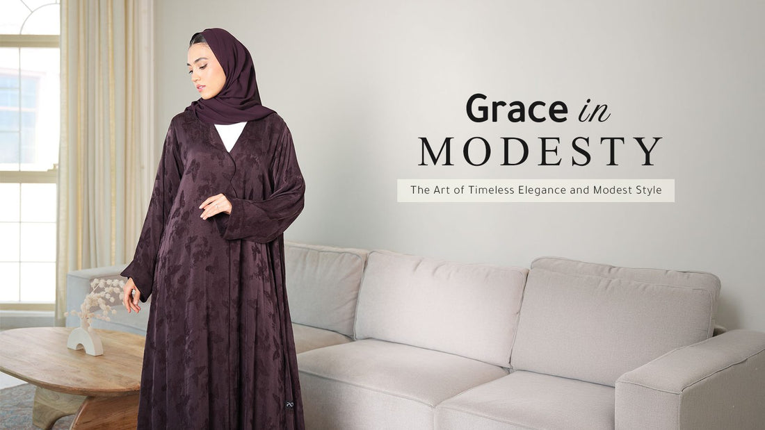 How to choose and wear an abaya – woman in a plum jacquard abaya by Posh Abaya