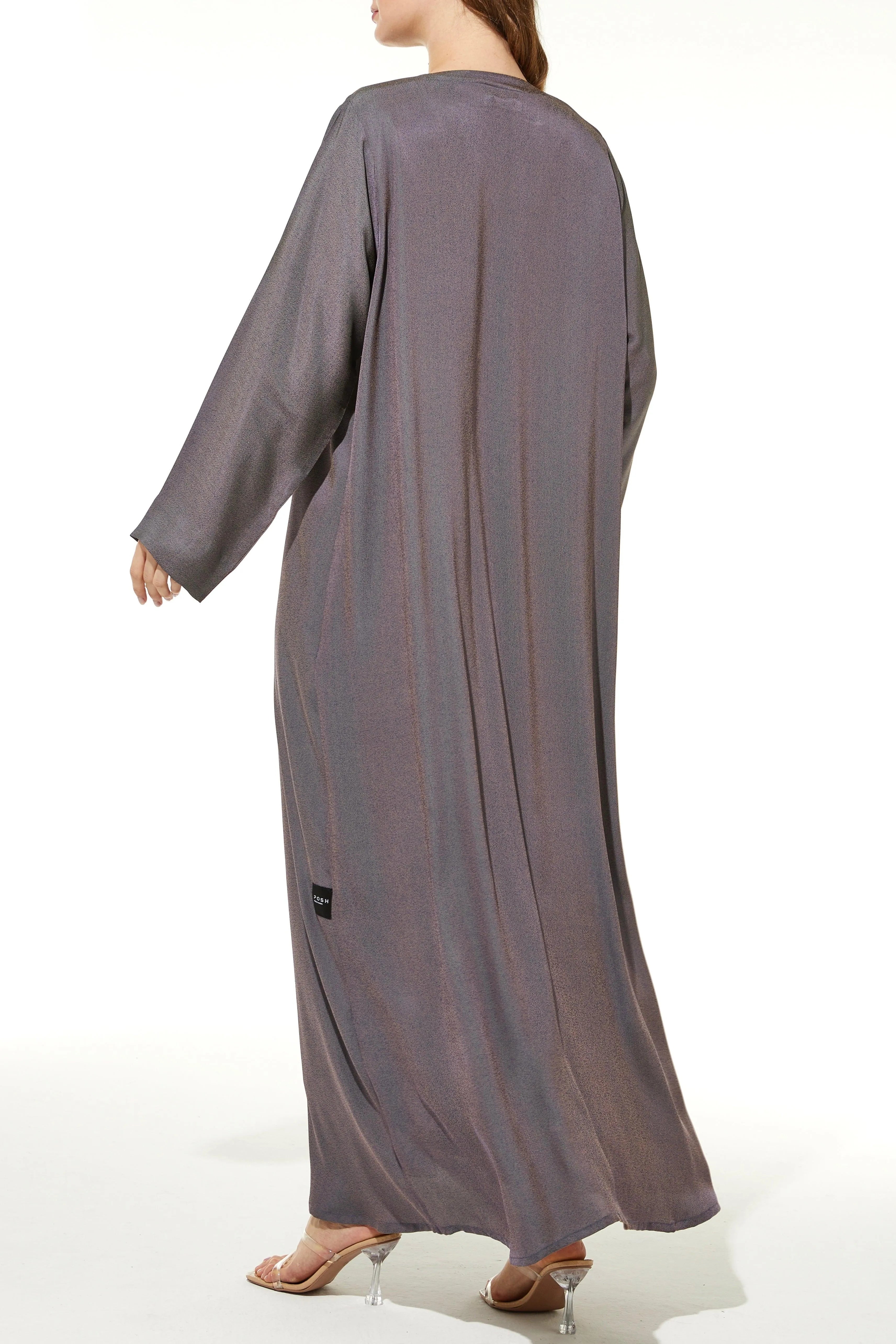 Purple Barfi Crepe Abaya with Dual Tone - Posh Abaya