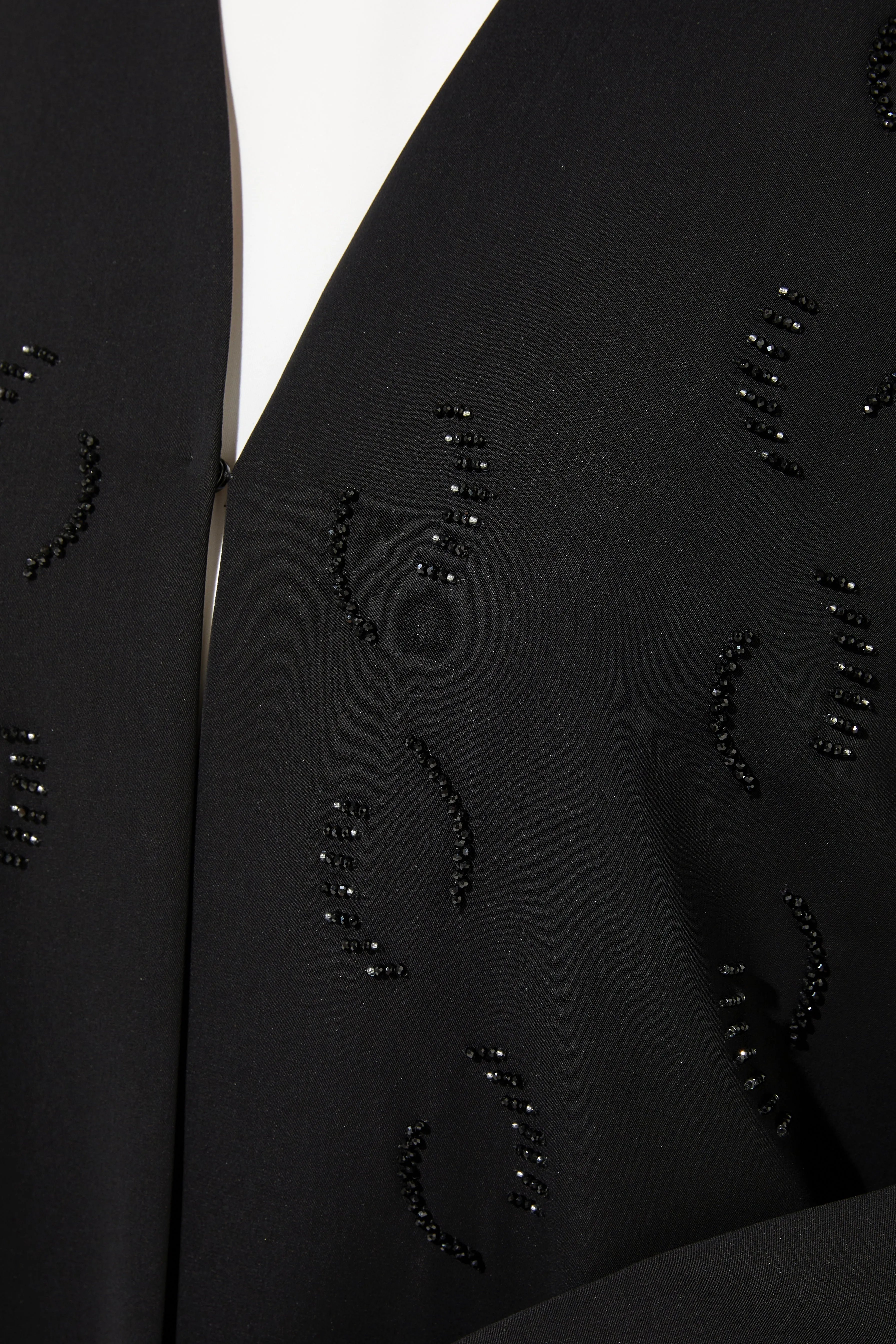 Crepe Silver touch Beaded Black Abaya - Posh Abaya