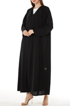 Black Farasha Crepe Abaya with Front Double Overlap - Posh Abaya