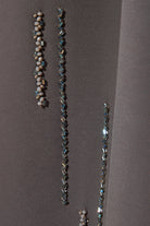 Light Brown Rose Crepe Abaya with Front Linear Beadwork - Posh Abaya