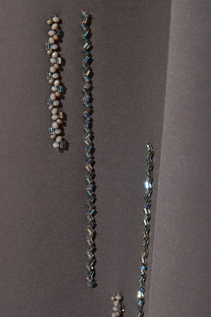 Light Brown Rose Crepe Abaya with Front Linear Beadwork - Posh Abaya