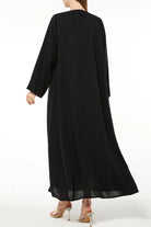 Black Mario Crepe Abaya with Front Pleat - Posh Abaya