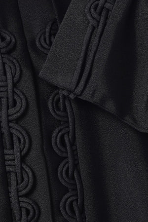 Black Sana Crepe Abaya with Front Loop Detail - Posh Abaya