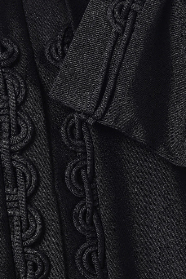 Black Sana Crepe Abaya with Front Loop Detail - Posh Abaya