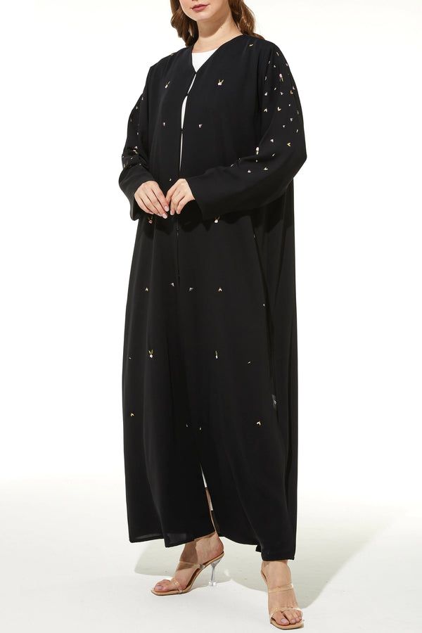Bead & Bloom Crepe Custom Black Abaya