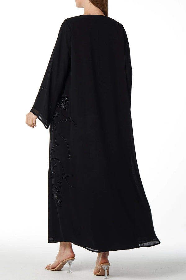 Beaded Bloom Black Custom Abaya