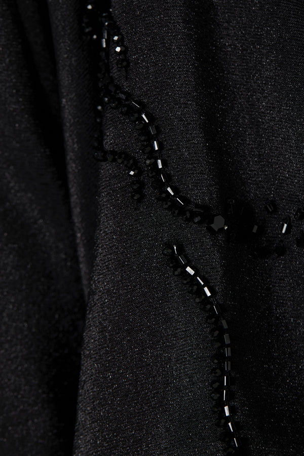 Beaded Elegance Flare Black Custom Abaya