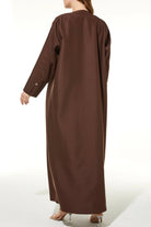 Brown Oliva Satin Abaya with Overlap - Posh Abaya