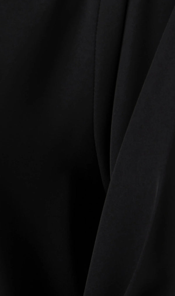 Black Aria Crepe Abaya with Floral Embroidery - Posh Abaya