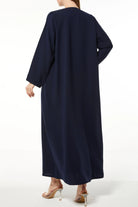 Blue Melanie Crepe Abaya with Piped Overlap - Posh Abaya