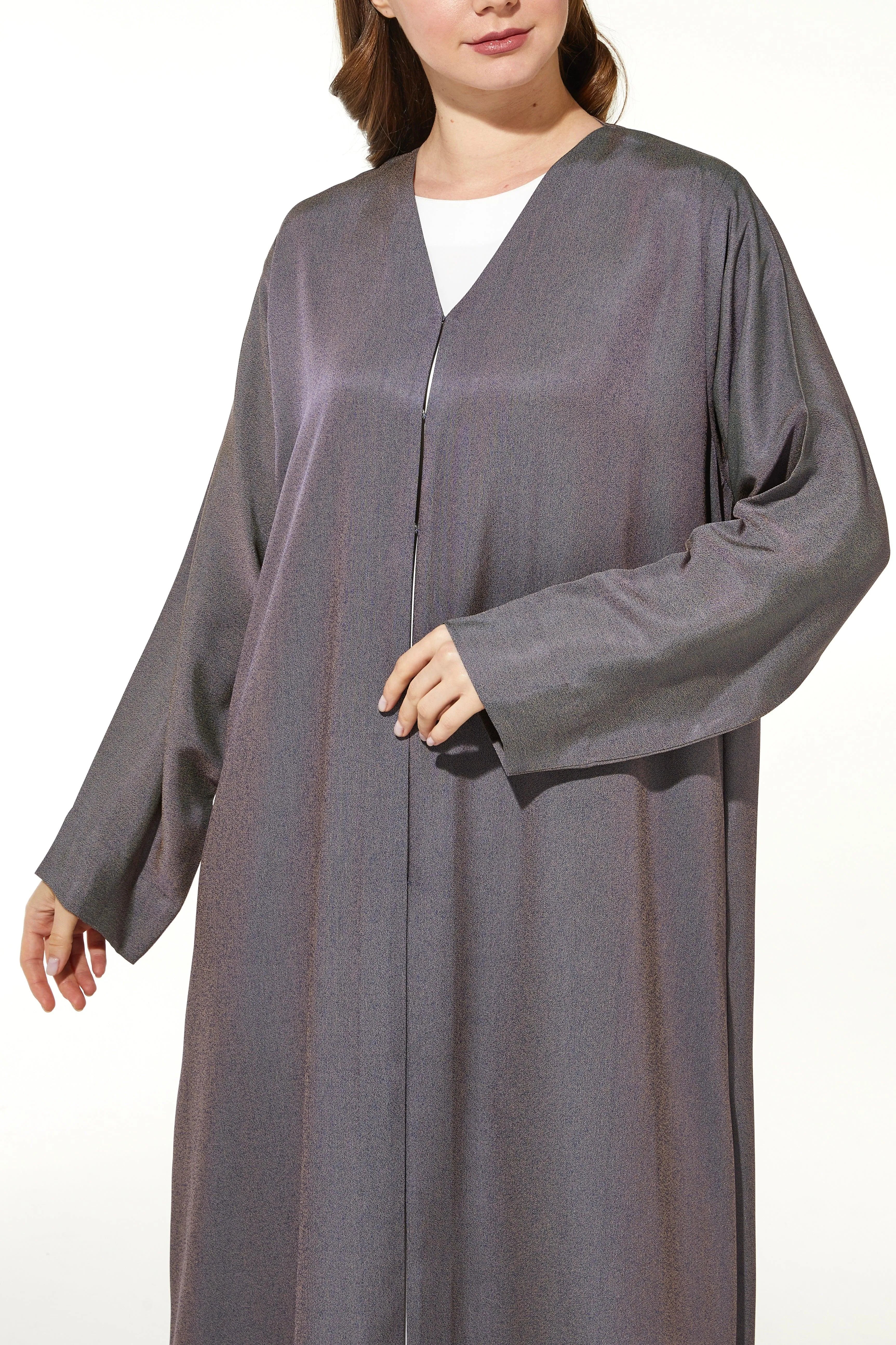 Purple Barfi Crepe Abaya with Dual Tone - Posh Abaya