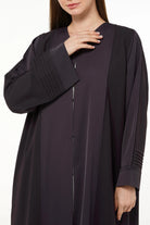 Purple Cool Crepe Abaya with Pleats on Sleeves - Posh Abaya
