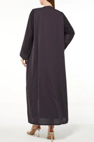 Purple Cool Crepe Abaya with Pleats on Sleeves - Posh Abaya