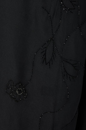 Silver Floral Flare Black  Custom Abaya