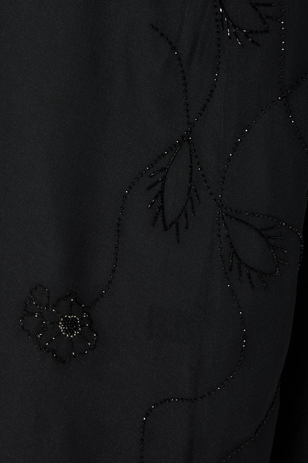 Silver Floral Flare Black  Custom Abaya