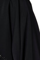 Black Rose Crepe Abaya with Front Atrful Threadwork - Posh Abaya