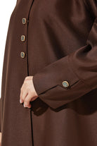 Brown Oliva Satin Abaya with Overlap - Posh Abaya