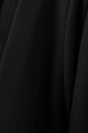 Black Emarati Crepe Custom Abaya with Front Pleats and Threadwork