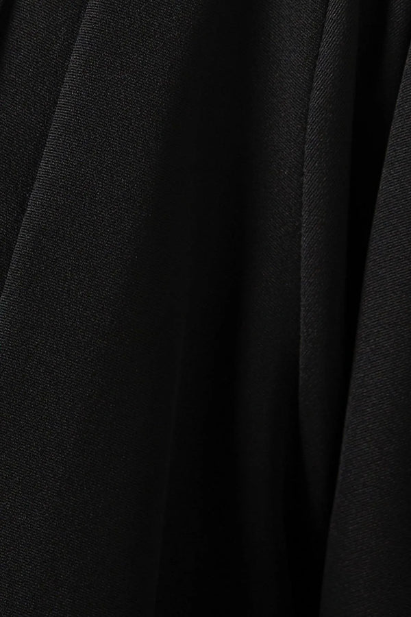 Black Emarati Crepe Custom Abaya with Front Pleats and Threadwork