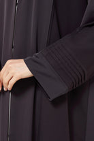 Purple Cool Crepe Abaya with Pleats on Sleeves - Posh Abaya