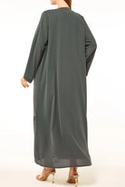 Light Green Remi Crepe Abaya with Sleek Pleat Buttons - Posh Abaya