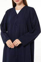 Blue Melanie Crepe Abaya with Piped Overlap - Posh Abaya