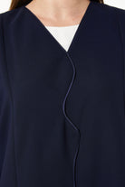 Blue Melanie Crepe Abaya with Piped Overlap - Posh Abaya