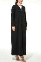 Crepe Silver touch Beaded Black Abaya - Posh Abaya