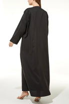 Crepe & Satin Bisht Black Abaya - Posh Abaya