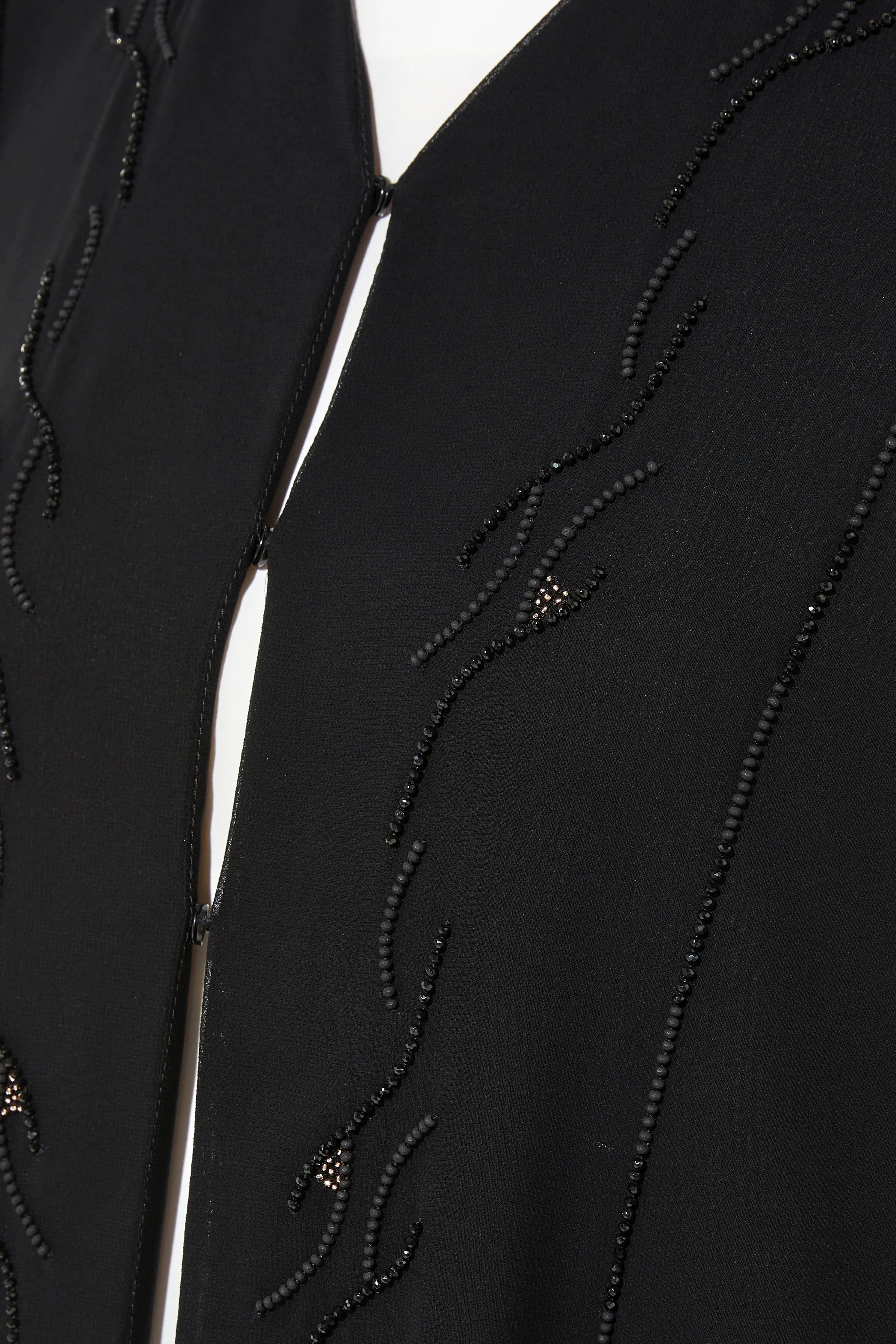 Chiffon Flare with Copper Bead Black Abaya - Posh Abaya