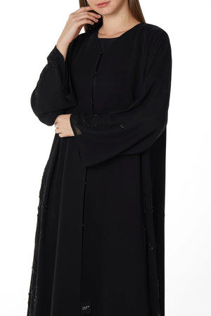 Beaded Bloom Black Custom Abaya