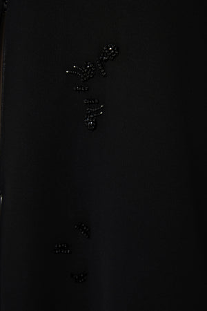 Custom Beaded Shadow Detail Flared Chiffon Custom Abaya  Black Abaya