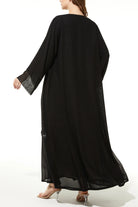 Silver touch Bead on Chiffon Flare Black Abaya - Posh Abaya