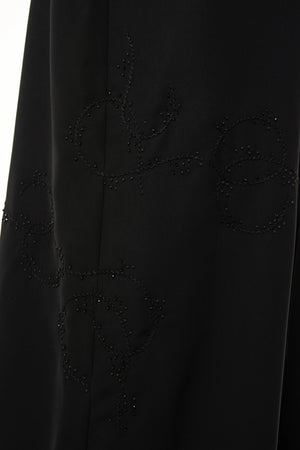 Black Tokyo Crepe Custom Abaya with Side Threadwork