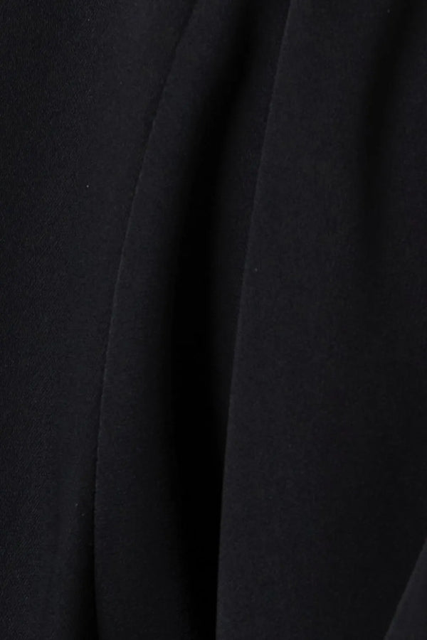 Black Layan Crepe Abaya with Collar and Piping Detail - Posh Abaya