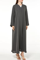 Green Mario Crepe Abaya with Front Pleat - Posh Abaya