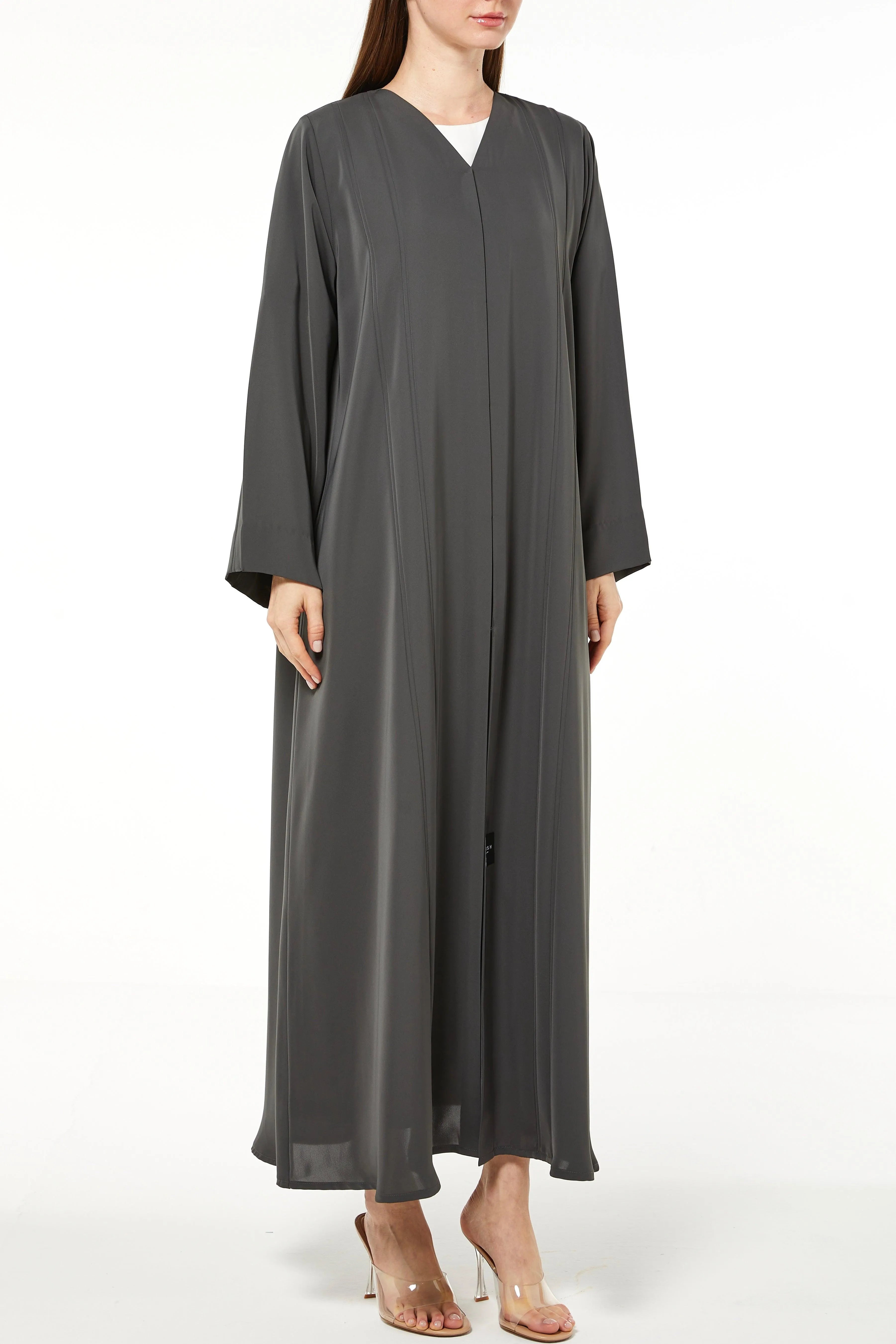 Green Mario Crepe Abaya with Front Pleat - Posh Abaya