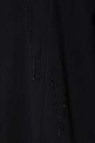 Black Rose Crepe Abaya with Front Linear Beadwork - Posh Abaya