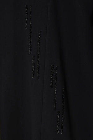Black Rose Crepe Custom Abaya with Front Linear Beadwork